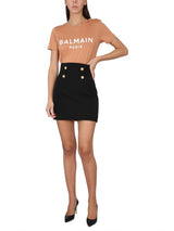 Balmain Gold Logo And Button T-shirt - Women - Piano Luigi