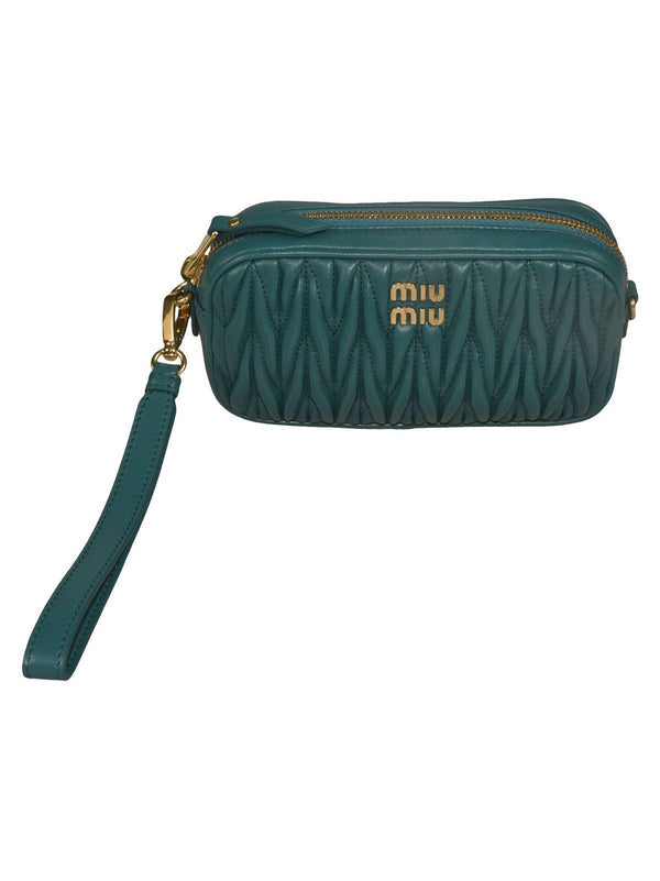 Miu Miu Logo-plaque Zipped Clutch Bag - Women - Piano Luigi