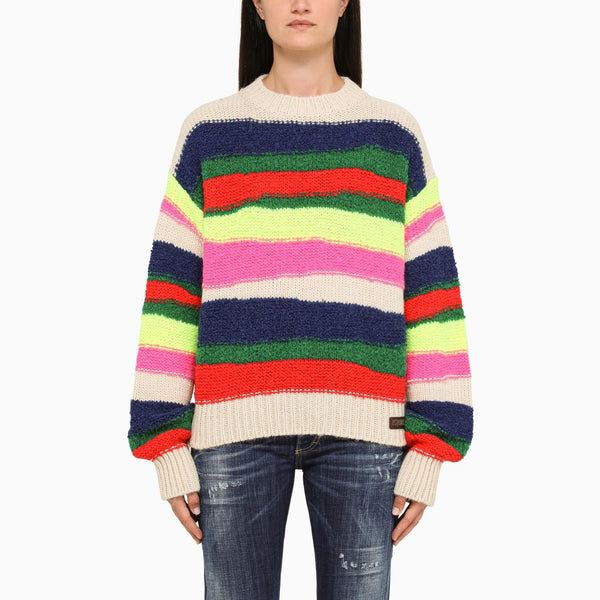 Dsquared2 Multicoloured Striped Crew-neck Sweater - Women - Piano Luigi