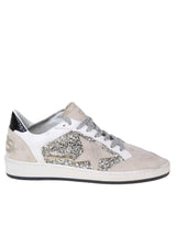 Golden Goose Ballstar Sneakers In White And Silver Suede - Women - Piano Luigi