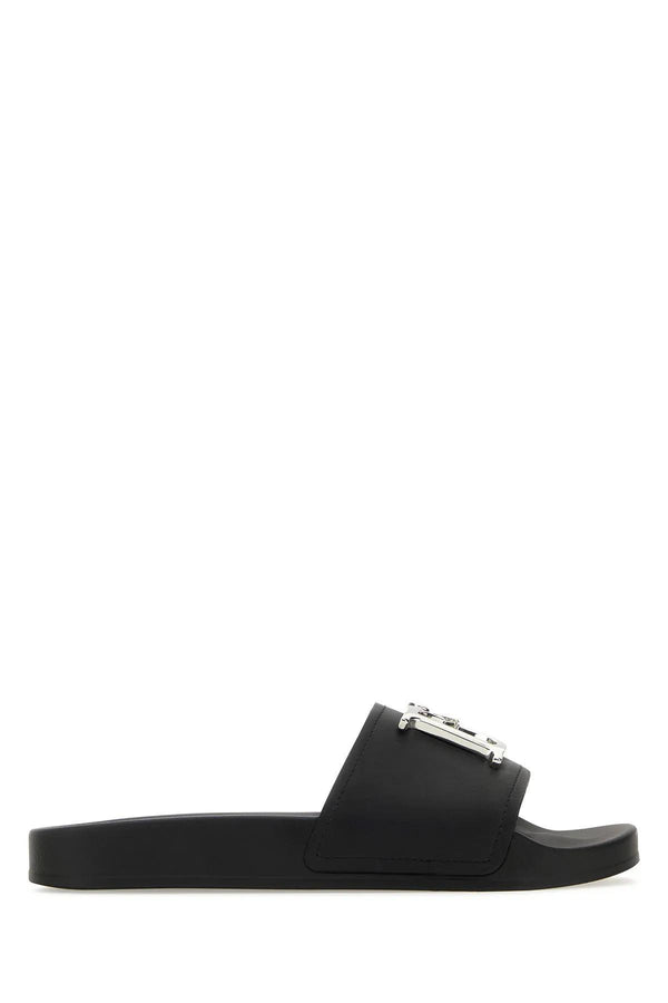 Dsquared2 Black Leather D2 Statement Slippers - Women - Piano Luigi