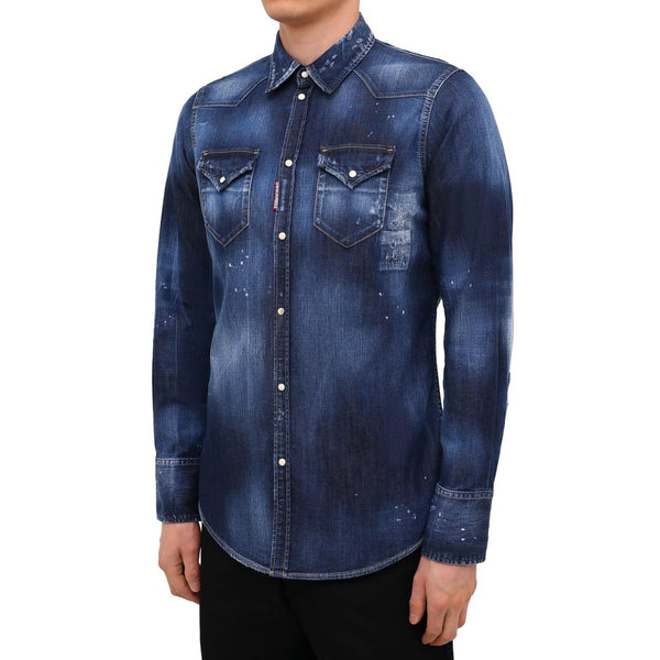 Dsquared2 Logo Denim Shirt - Men - Piano Luigi