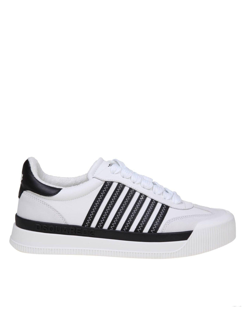 Dsquared2 New Jersey Sneakers In White/black Leather - Men - Piano Luigi