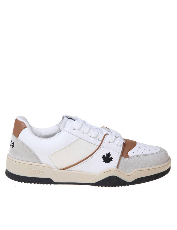 Dsquared2 White And Cognac Leather And Suede Sneakers - Men - Piano Luigi