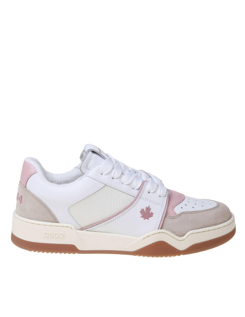 Dsquared2 White And Pink Leather And Suede Sneakers - Women - Piano Luigi