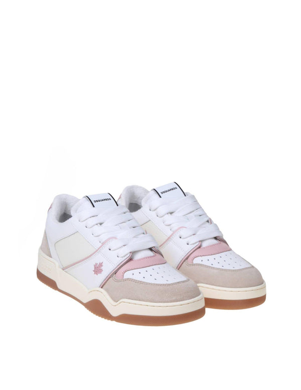 Dsquared2 White And Pink Leather And Suede Sneakers - Women - Piano Luigi