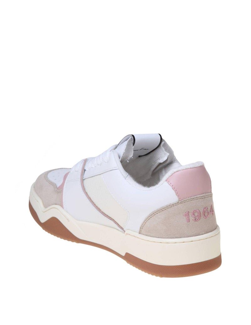 Dsquared2 White And Pink Leather And Suede Sneakers - Women - Piano Luigi