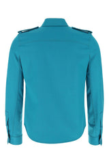 Bottega Veneta Teal Green Stretch Wool Shirt - Men - Piano Luigi