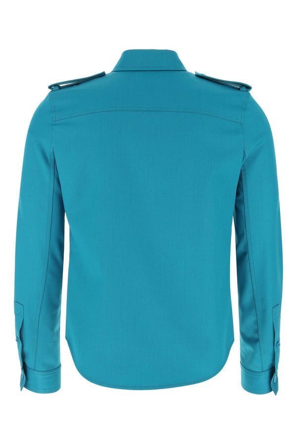 Bottega Veneta Teal Green Stretch Wool Shirt - Men - Piano Luigi