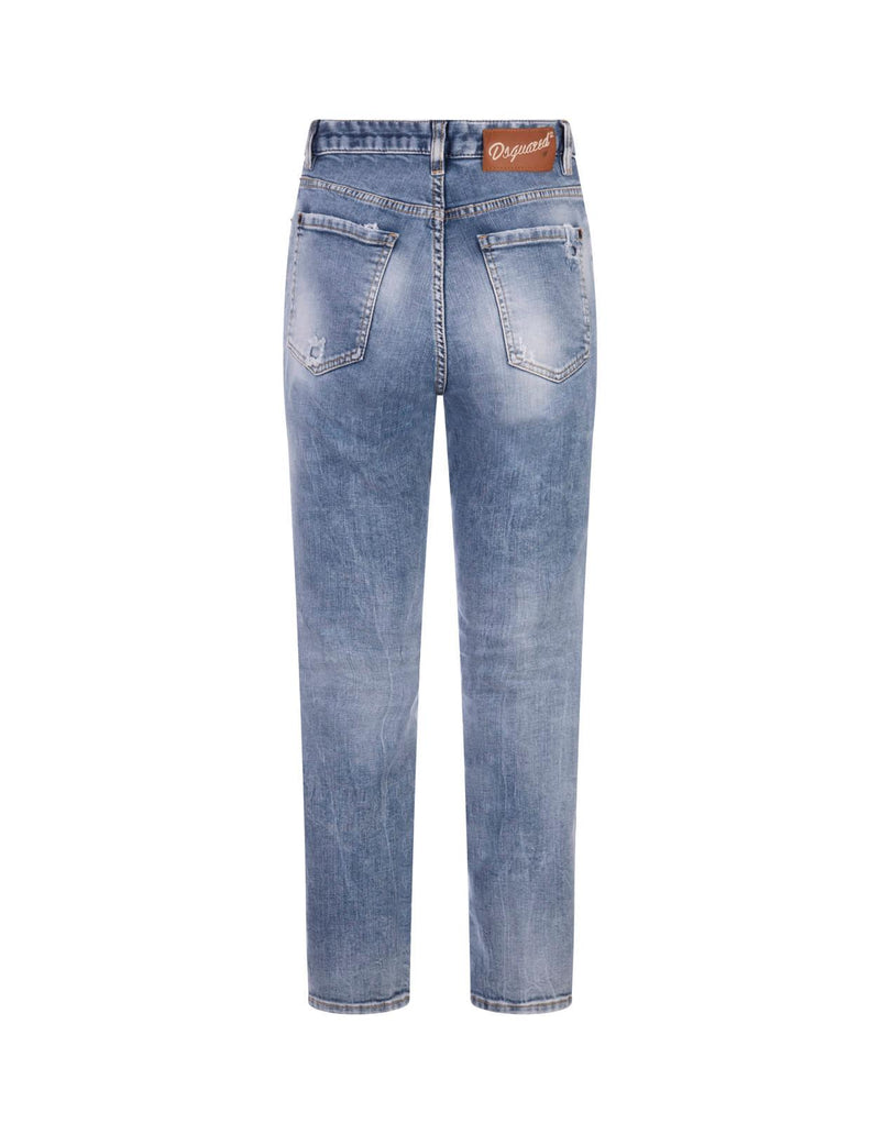 Dsquared2 Medium Clean Wash Medium Waist Super Skinny Jeans - Women - Piano Luigi