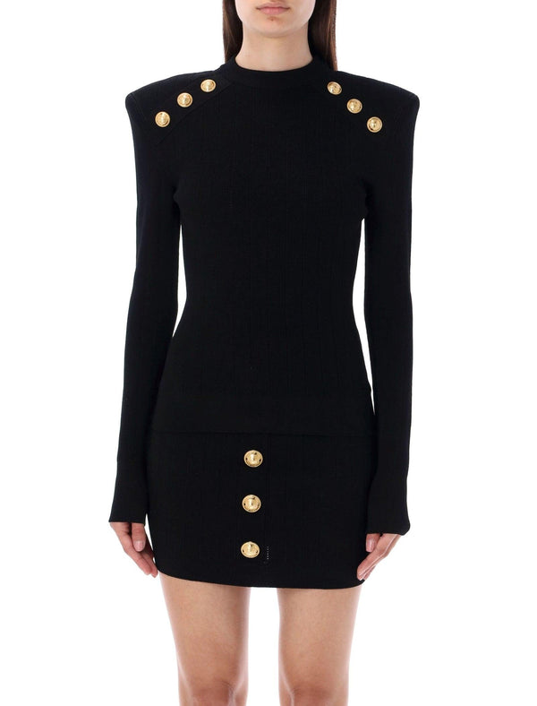 Balmain Knit Sweater With Gold-tone Buttons - Women - Piano Luigi