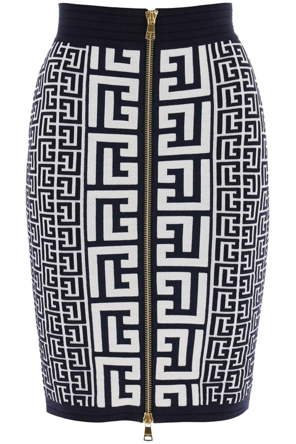 Balmain Pencil Skirt In Monogram Knit - Women - Piano Luigi