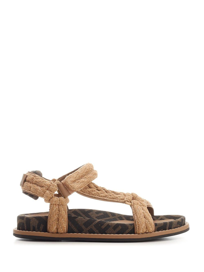 Fendi Flat Slides In Woven Fabric - Women - Piano Luigi