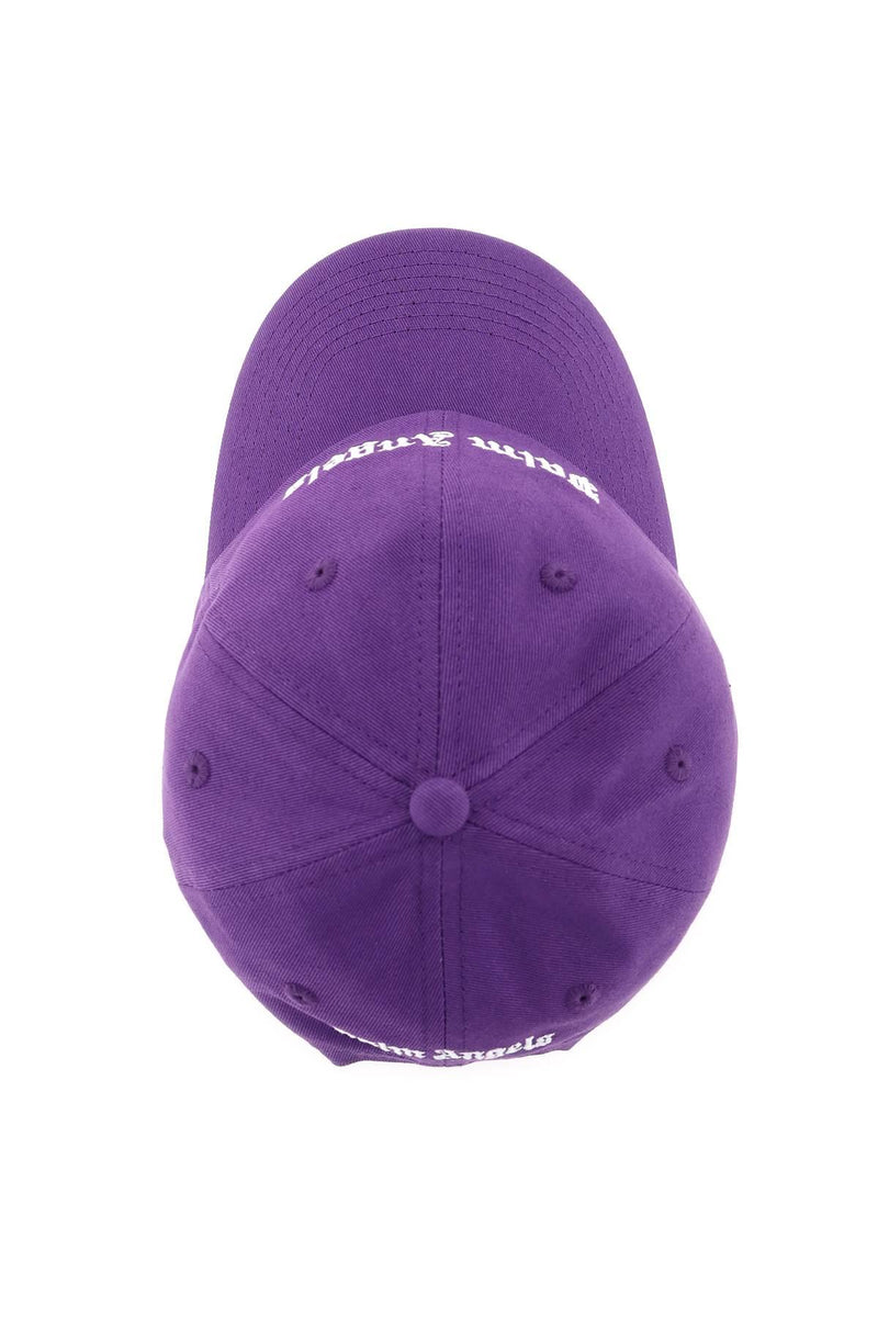 Palm Angels Purple Baseball Hat With White Front And Back Logo - Men - Piano Luigi