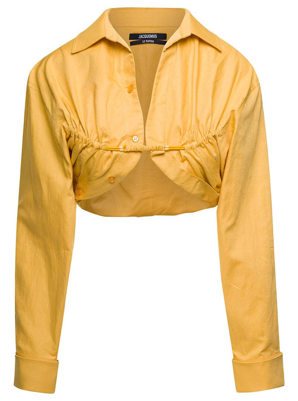 Jacquemus la Chemise Machou Yellow Bolero Shirt In Cotton Blend Woman - Women - Piano Luigi