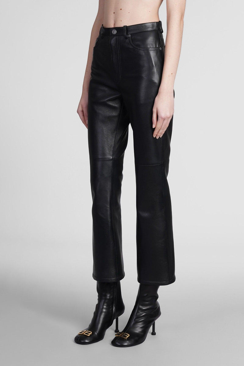 Balenciaga Pants In Black Leather - Women - Piano Luigi