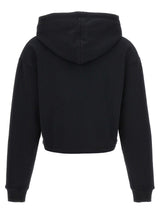 Balmain Flocked Logo Cropped Hoodie - Women - Piano Luigi