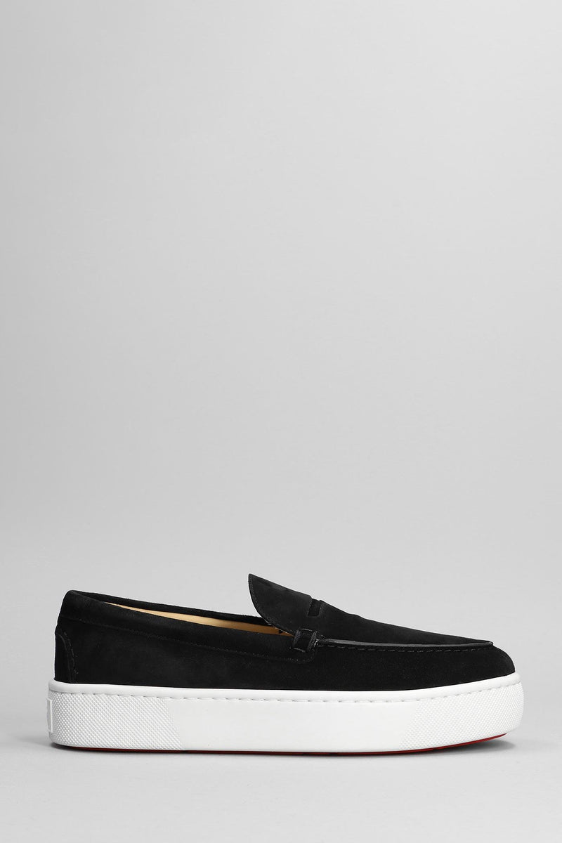 Christian Louboutin Paqueboat Flat Sneakers In Black Suede - Men - Piano Luigi