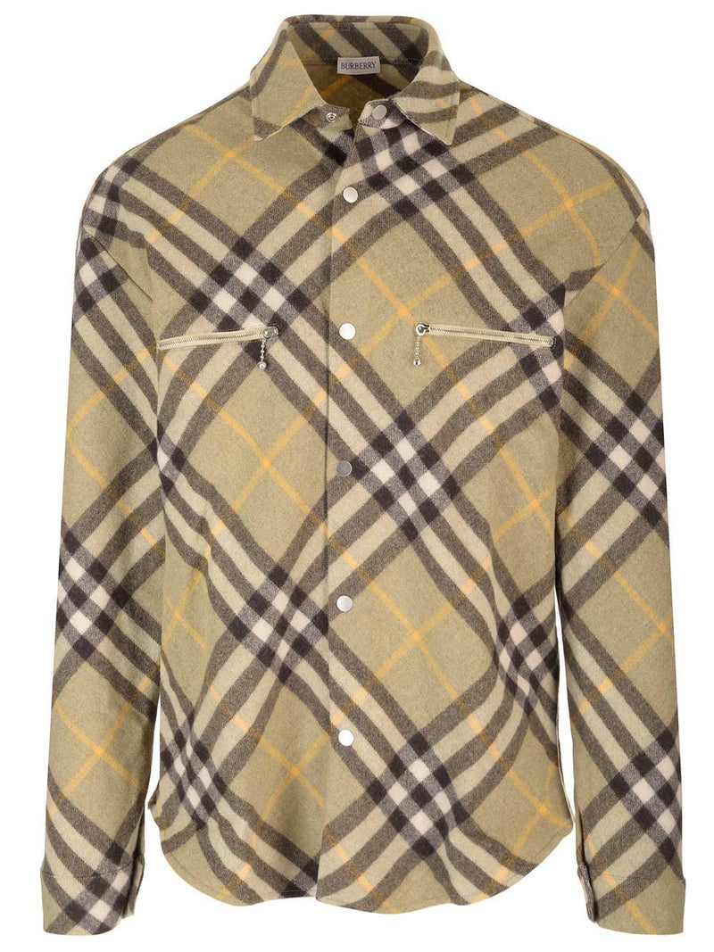 Burberry Check Overshirt In Wool Blend - Men - Piano Luigi