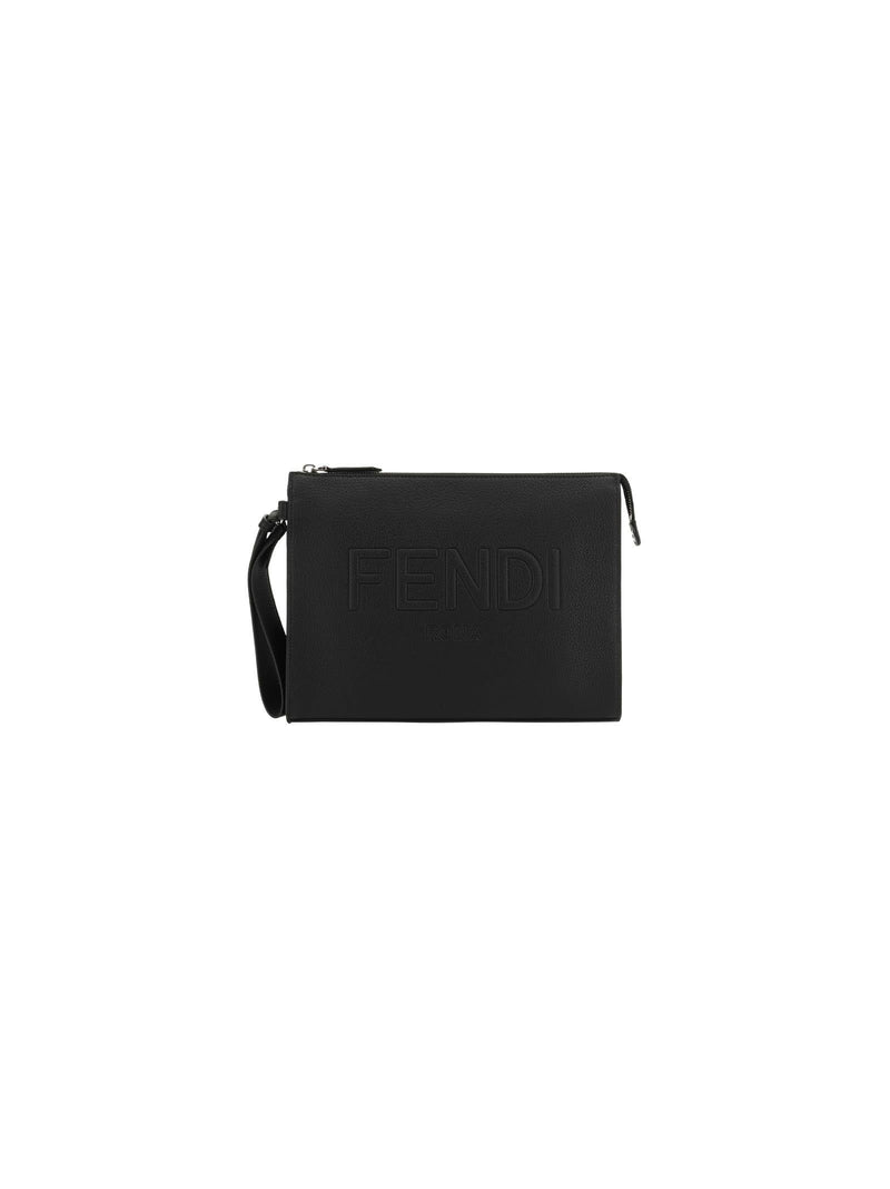 Fendi Black Leather Pouch - Men - Piano Luigi