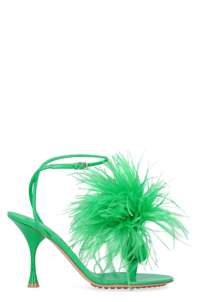 Bottega Veneta Dot Leather Sandals With Feathers - Women - Piano Luigi