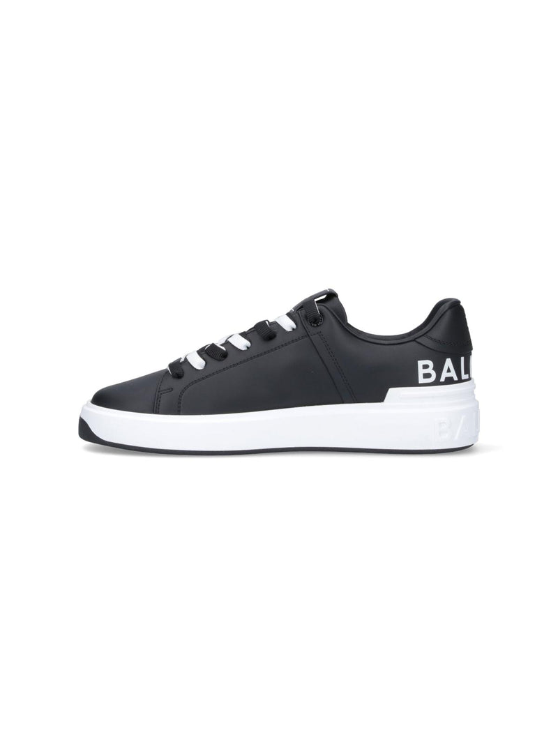 Balmain B Court Sneakers In Black Leather - Men - Piano Luigi