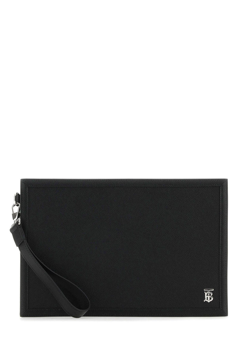 Burberry Black Leather Tb Clutch - Men - Piano Luigi