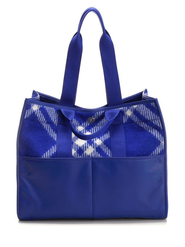 Burberry Blue Shopper With Check Motif - Men - Piano Luigi