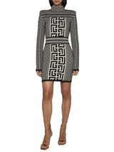 Balmain High Neck Knitted Short Dress With Monogram - Women - Piano Luigi