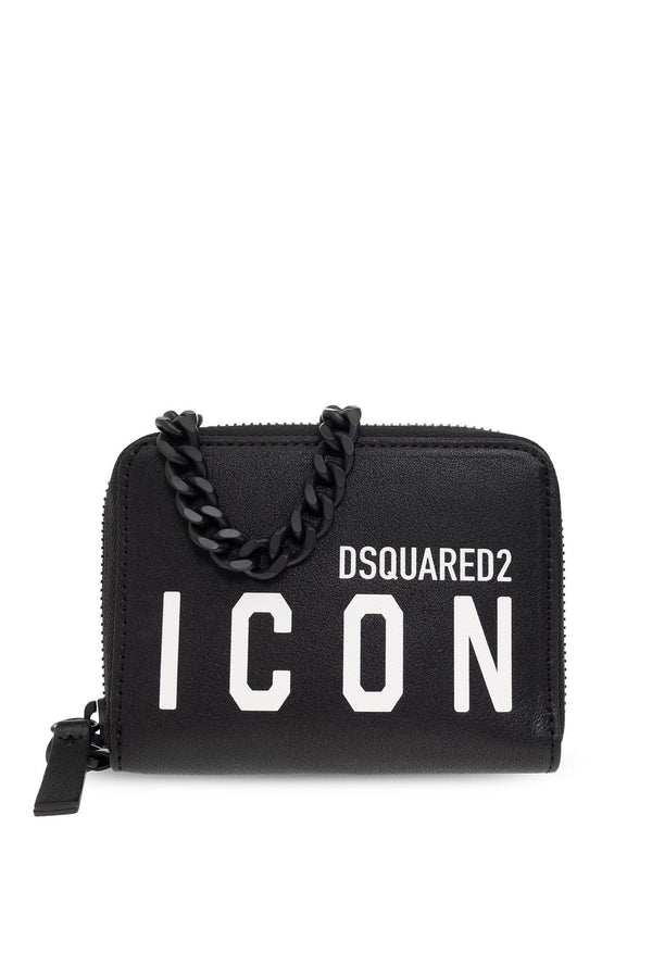 Dsquared2 Be Icon Black Wallet With Chain - Men - Piano Luigi