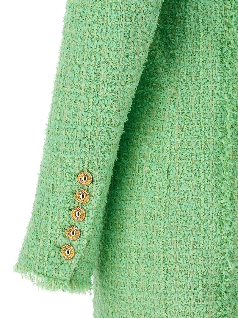 Balmain Logo Button Tweed Dress - Women - Piano Luigi