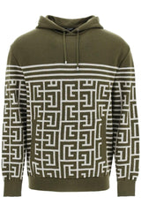 Balmain Monogram &amp; Stripe Knitted Hoodie - Men - Piano Luigi