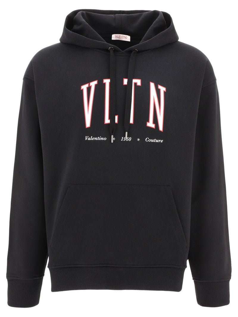 Valentino Vltn Logo Printed Long-sleeved Hoodie - Men - Piano Luigi