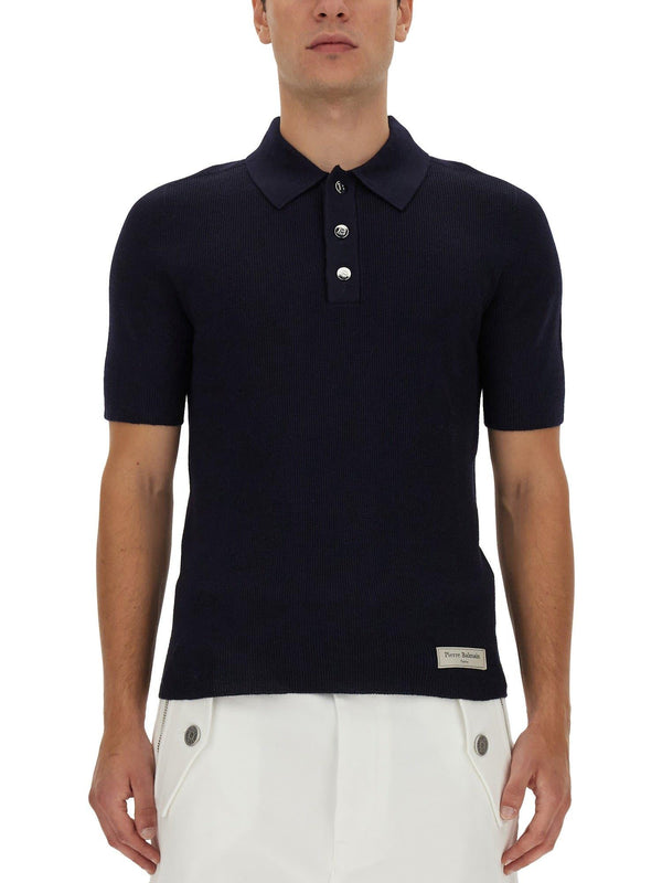 Balmain Polo With Logo Patch - Men - Piano Luigi