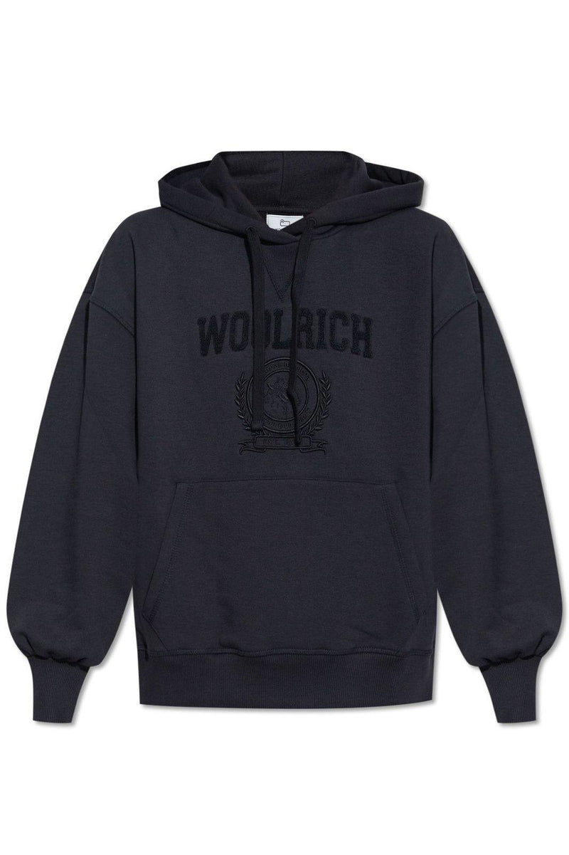 Woolrich Logo Embroidered Drawstring Hoodie - Women - Piano Luigi