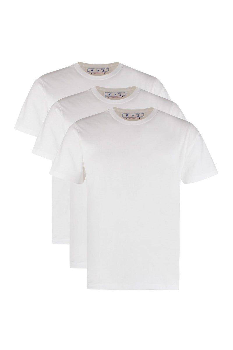 Off-White Set Of Three Cotton T-shirts - Men - Piano Luigi