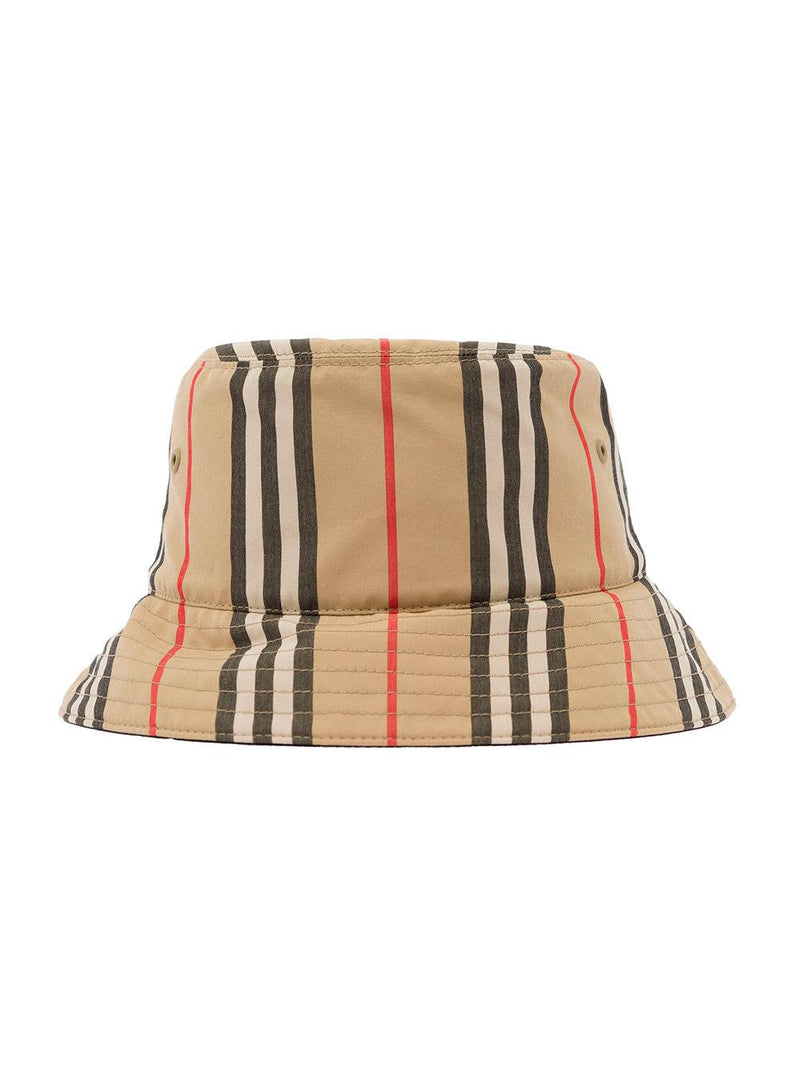 Burberry Brown Bucket Hat With Icon Stripe Motif In Cotton - Men - Piano Luigi