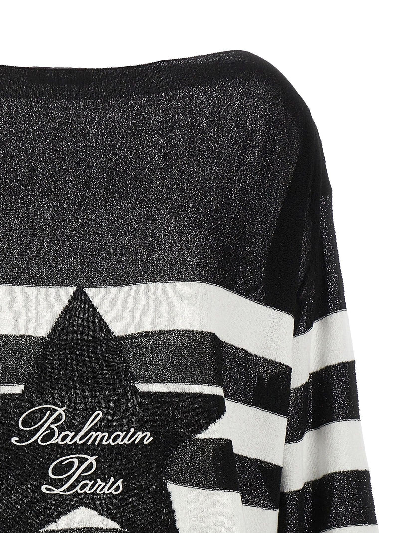 Balmain Logo Embroidery Striped Sweater - Women - Piano Luigi