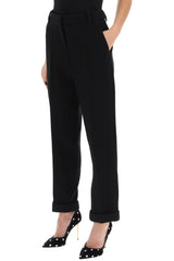 Balmain Cuffed Wool Crepe Trousers - Women - Piano Luigi