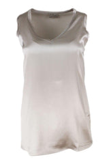 Brunello Cucinelli Sleeveless V-neck Silk Top - Women - Piano Luigi