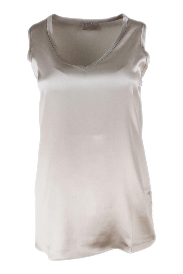 Brunello Cucinelli Sleeveless V-neck Silk Top - Women - Piano Luigi