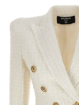 Balmain Double-breasted Tweed Blazer With Logo Buttons - Women - Piano Luigi