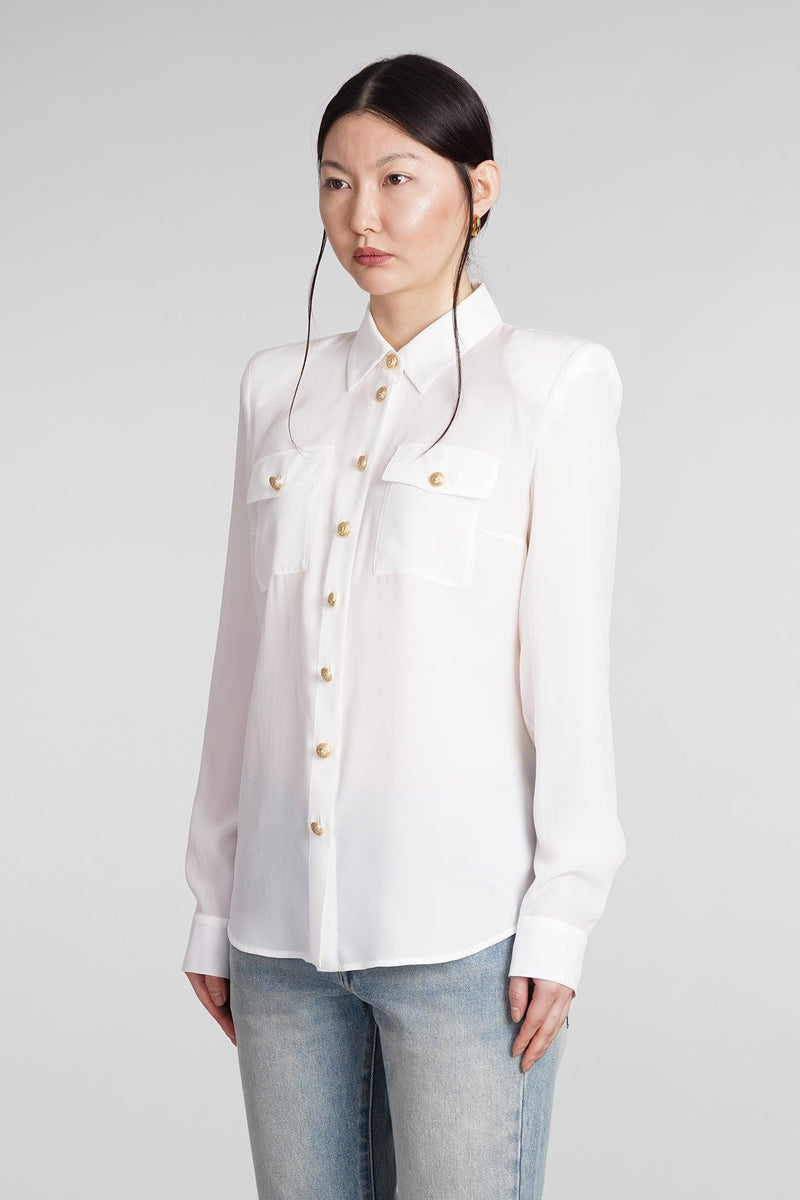 Balmain Shirt In White Silk - Women - Piano Luigi