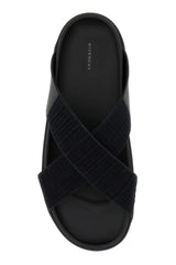Givenchy Black Leather And Cotton Slippers - Men - Piano Luigi