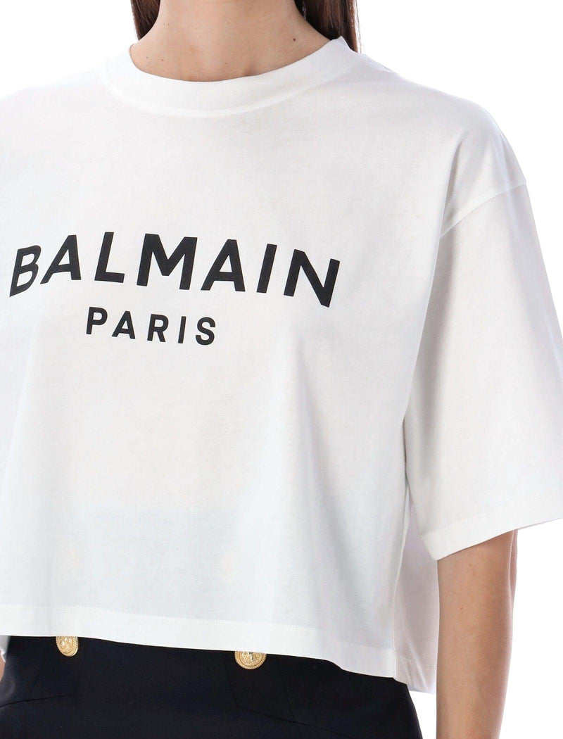 Balmain Cropped Logo T-shirt - Women - Piano Luigi