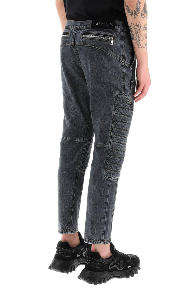 Balmain Jeans With Quilted And Padded Inserts - Men - Piano Luigi