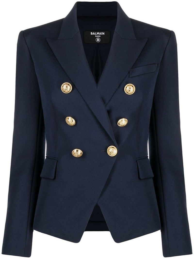 Balmain Double-breasted Blue Viscose Blazer - Women - Piano Luigi