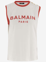 Balmain Cotton Tank Top With Logo - Women - Piano Luigi