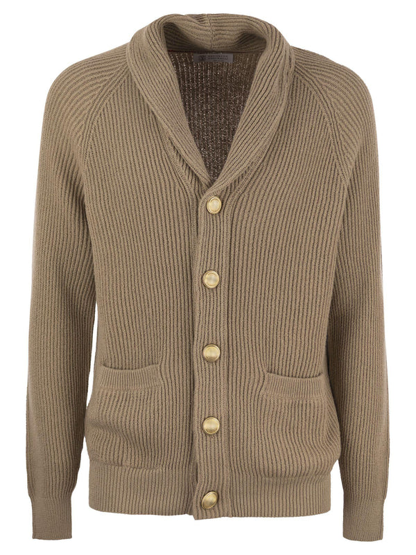 Brunello Cucinelli Pure Cotton Ribbed Cardigan With Metal Button Fastening - Men - Piano Luigi