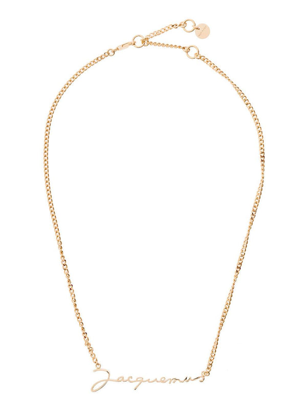 Jacquemus Gold-tone Le Chaine Necklace With Logo Plaque In Brass Woman - Women - Piano Luigi